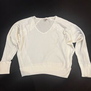 Free People Ivory Waffle-Knit V-Neck Top